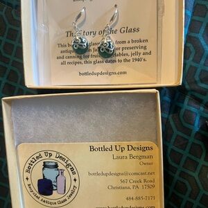 Bottled Up Designs Blue Glass Earrings Never Worn New in Box